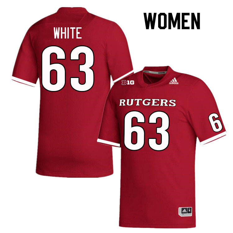 Women #63 Taj White Rutgers Scarlet Knights College Football Jerseys Stitched Sale-Scarlet